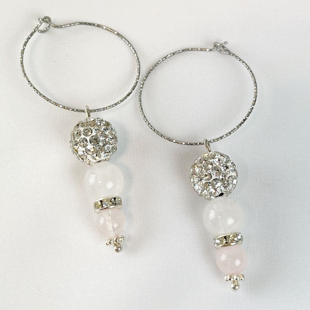 Boucle d'oreille Quartz Rose