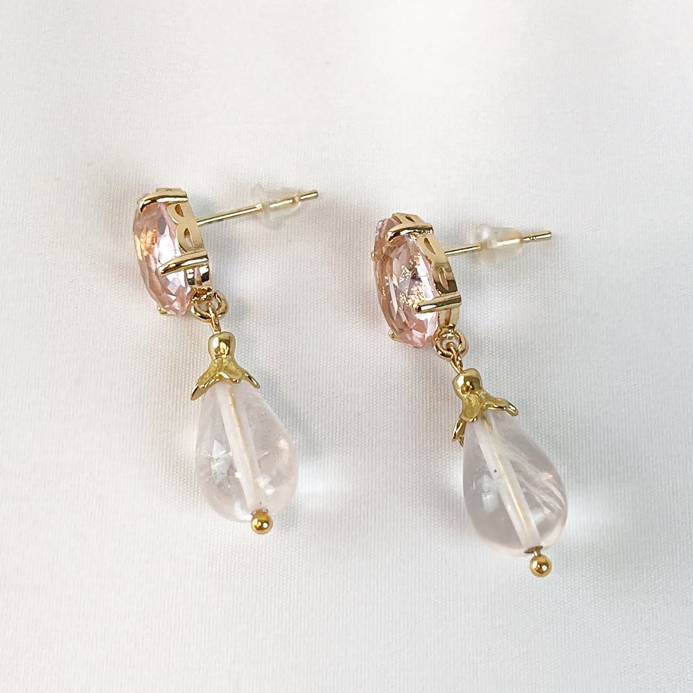 Boucle d'oreille Quartz Rose