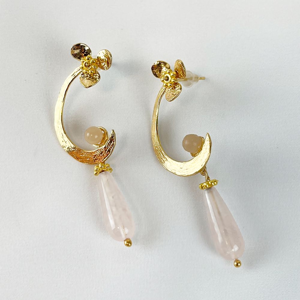 Boucle d'oreille Quartz Rose