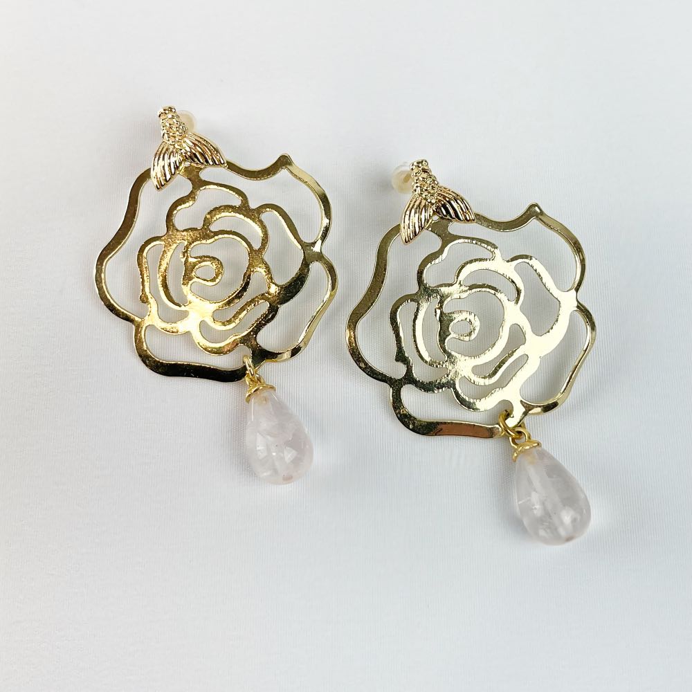 Boucle d'oreille Quartz Rose