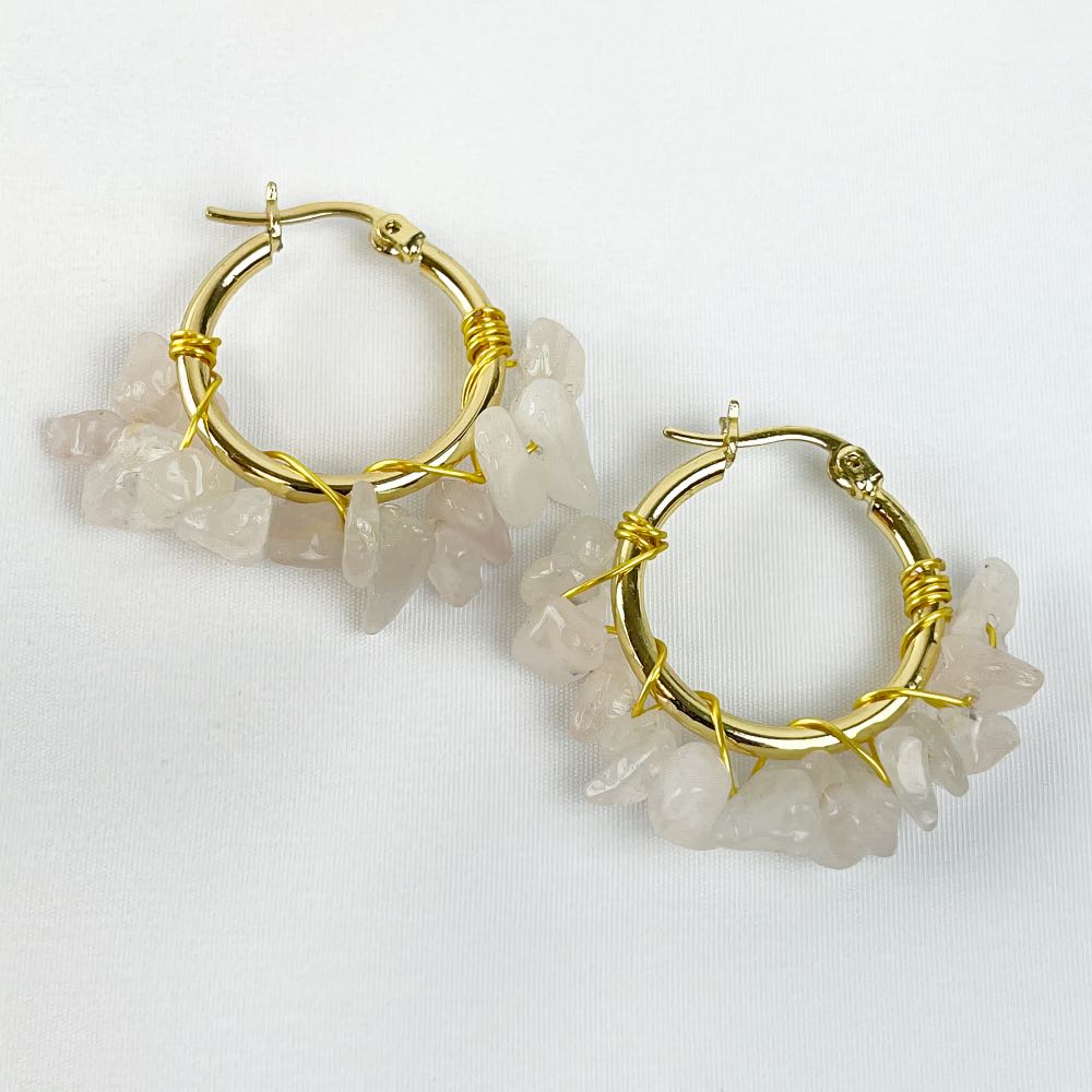 Boucle d'oreille Quartz Rose