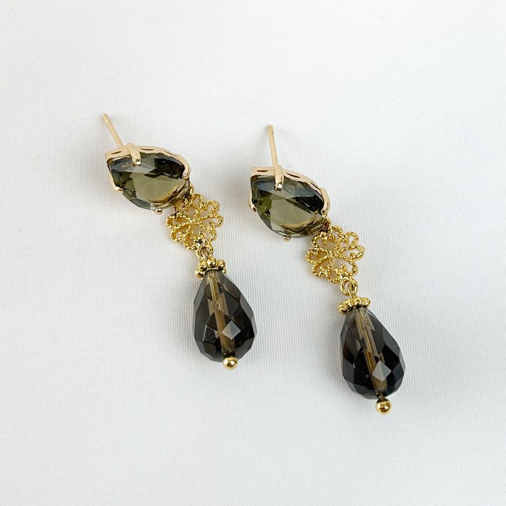 Boucle d'oreille Quartz Fumé