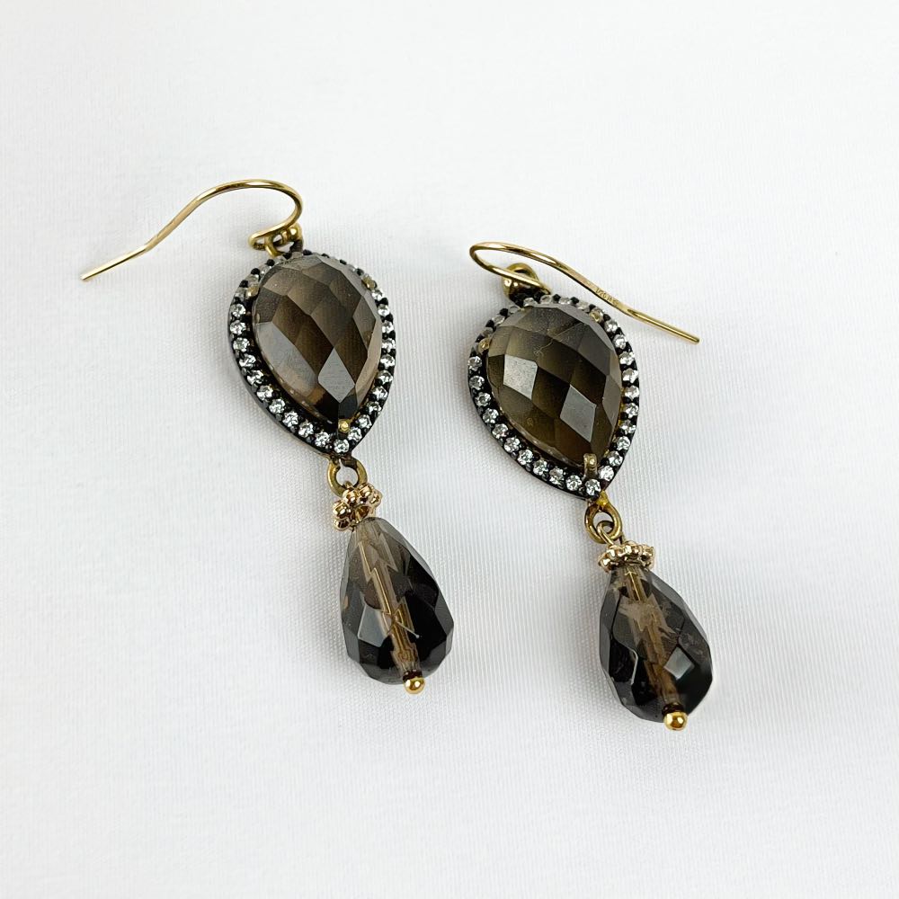 Boucle d'oreille Quartz Fumé