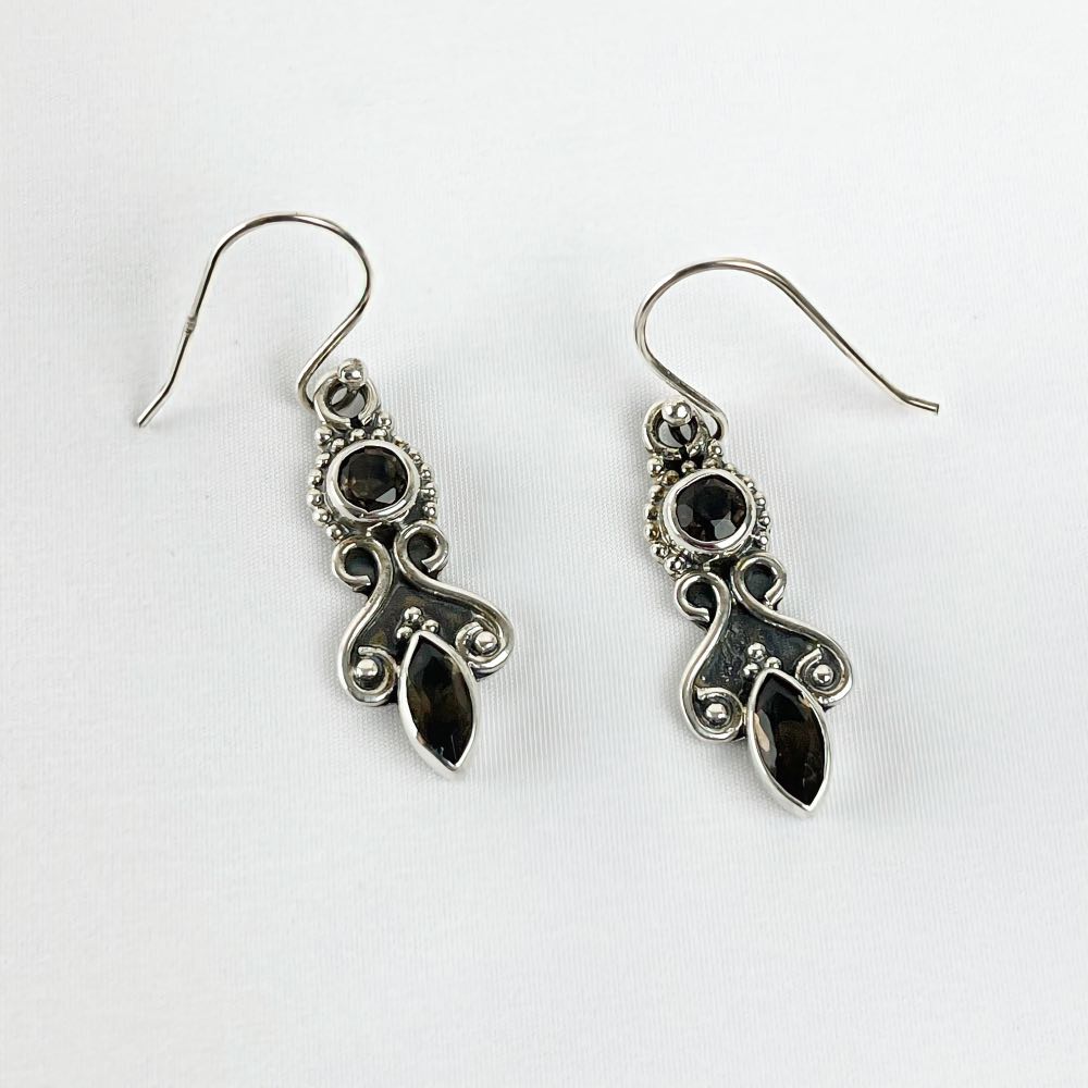Boucle d'oreille Quartz Fumé
