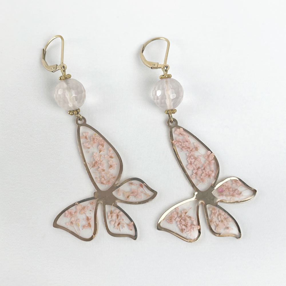 Boucle d'oreille Quartz Rose