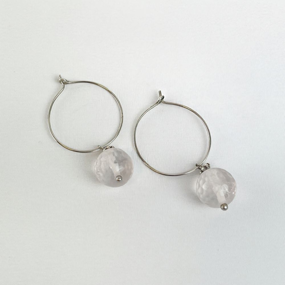 Boucle d'oreille Quartz Rose
