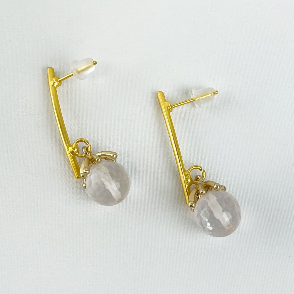 Boucle d'oreille Quartz Rose