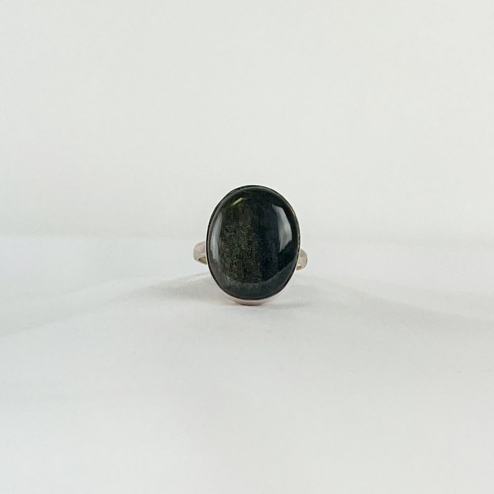 Bague Obsidienne Dorée