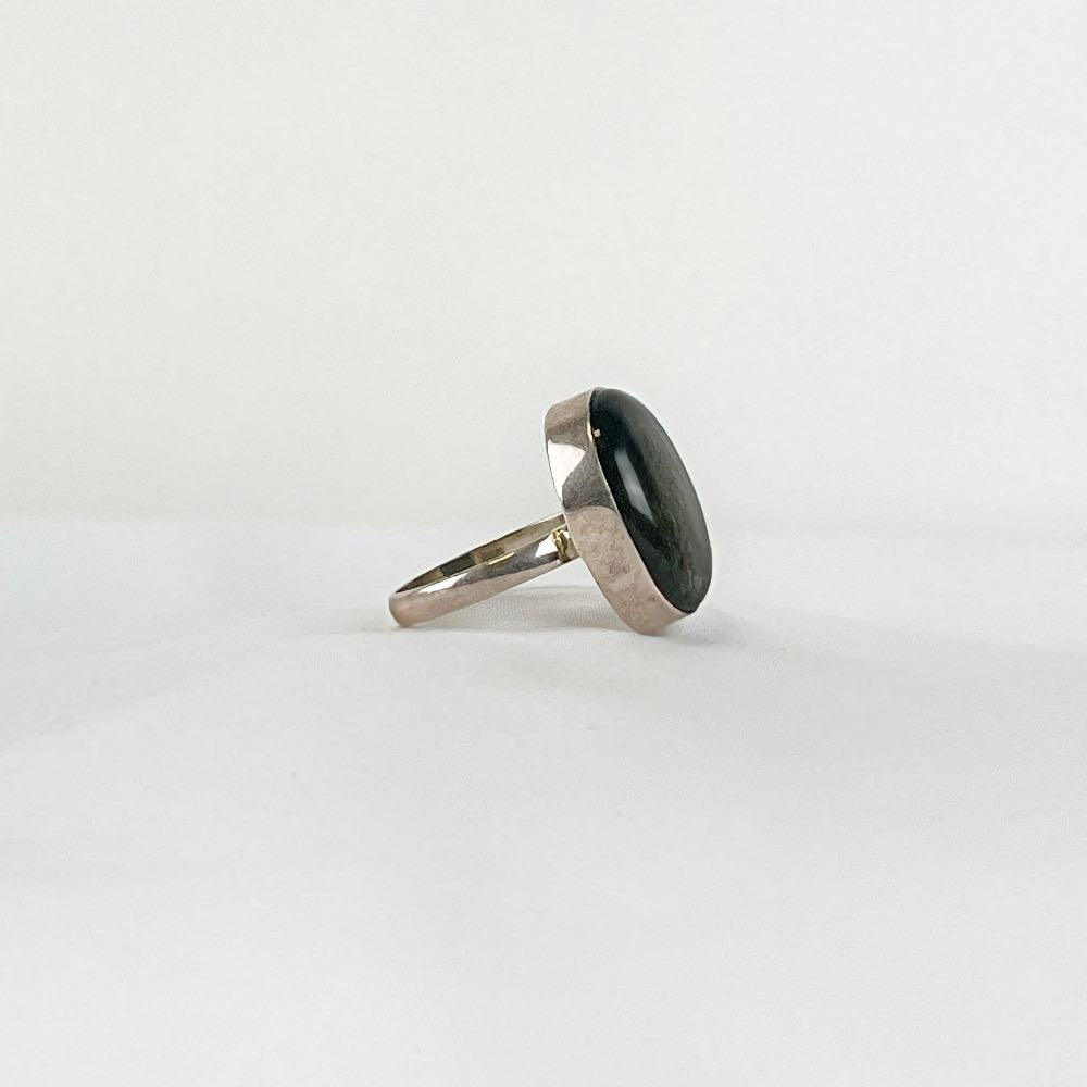 Bague Obsidienne Dorée