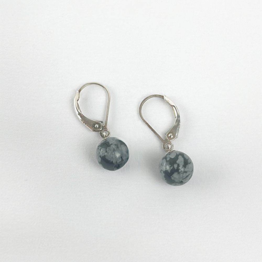 Boucles d'oreilles Obsidienne Neige