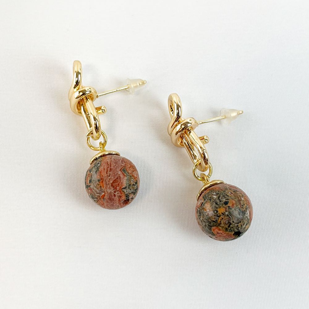 Boucles d'oreilles Jaspe Rouge