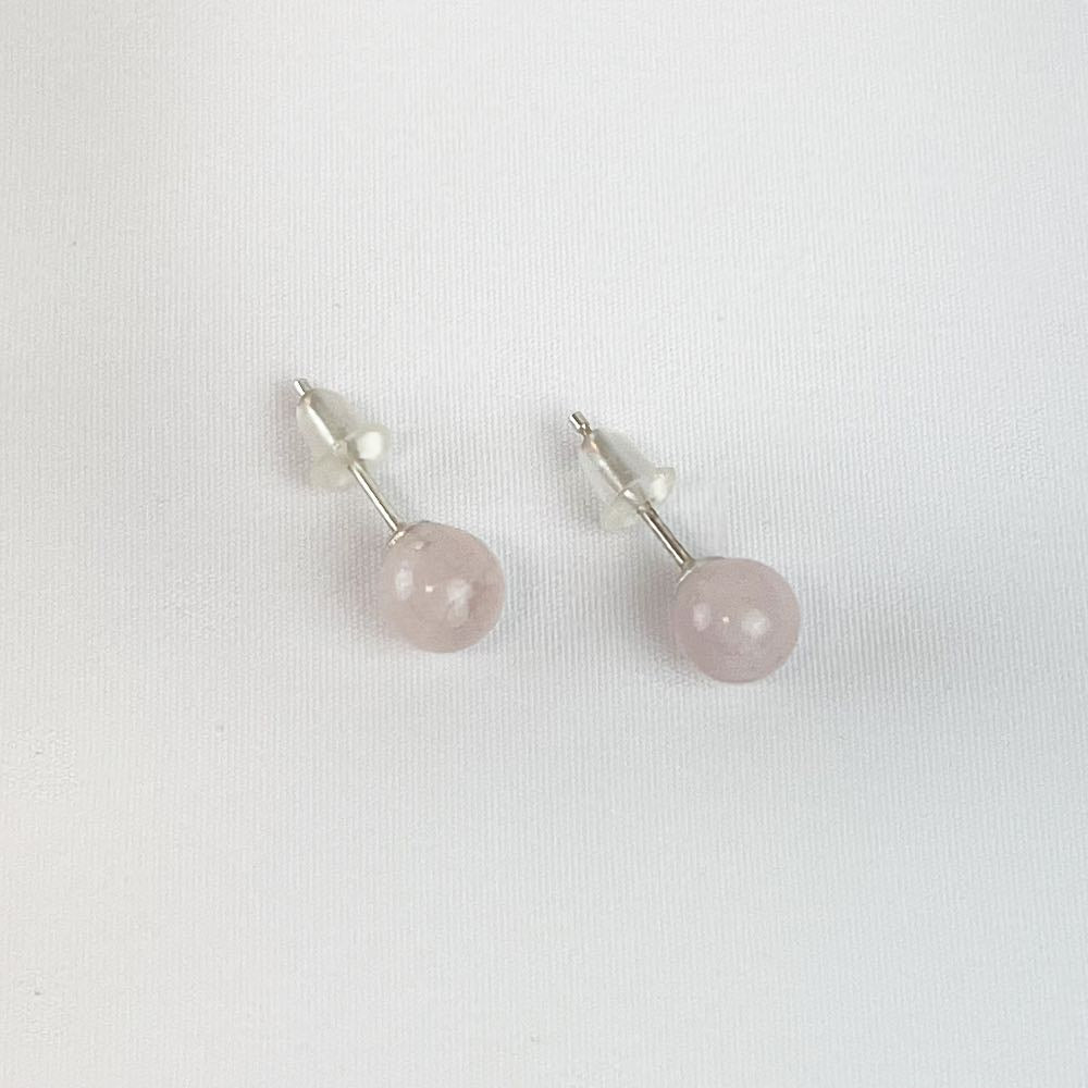 Boucles d'oreilles puces Quartz Rose