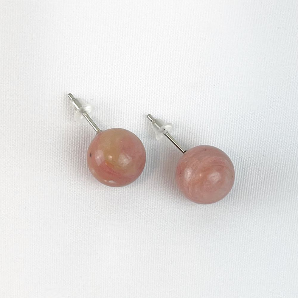 Boucles d'oreilles puces Rhodonite