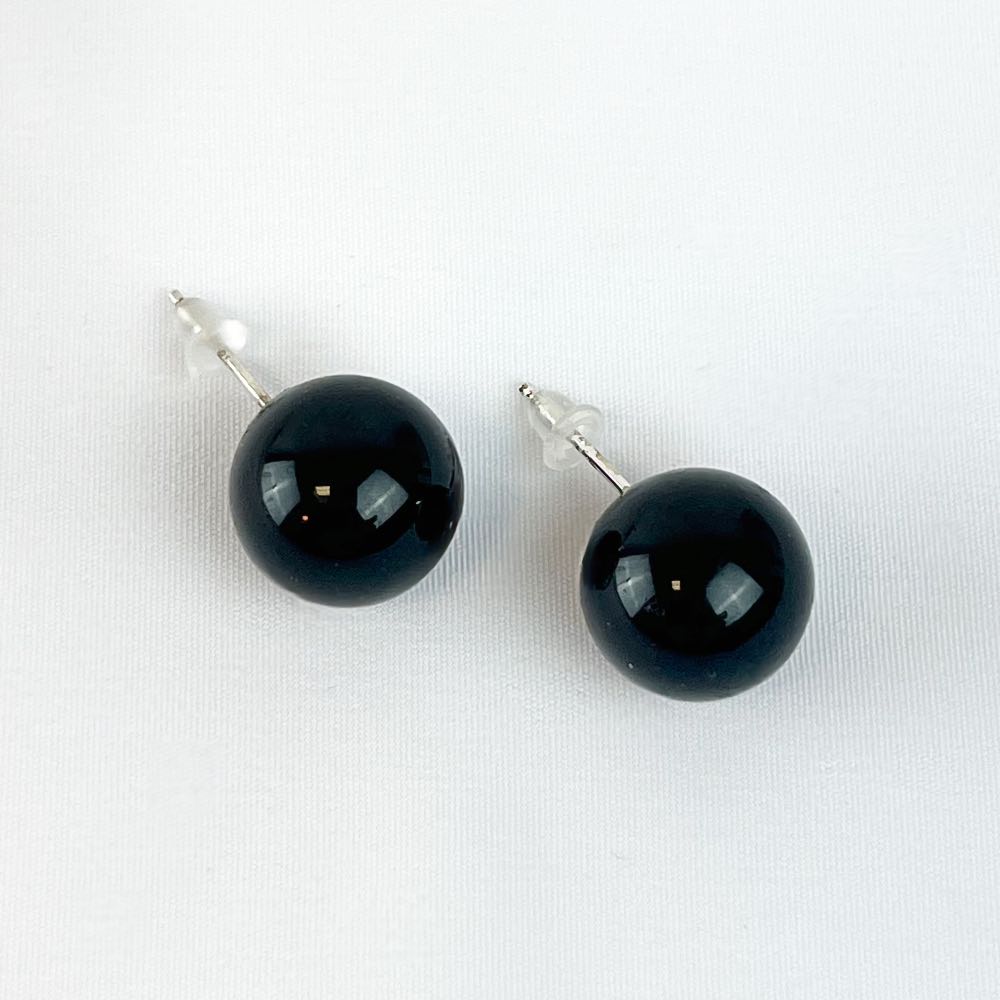 Boucles d'oreilles puces Onyx