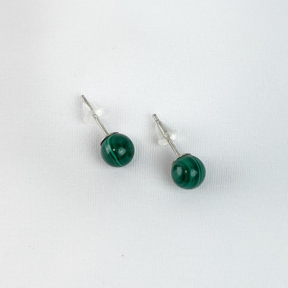 Boucles d'oreilles puces Malachite