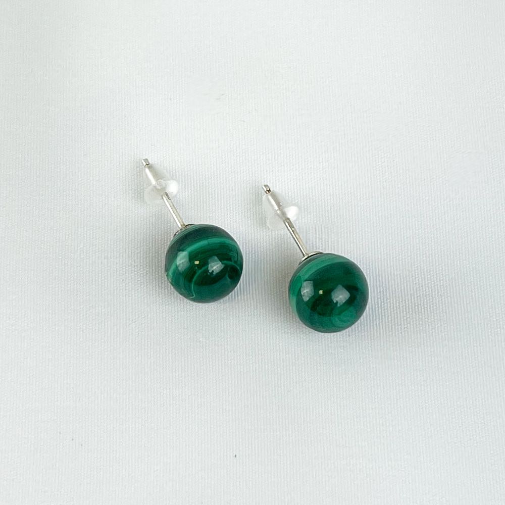 Boucles d'oreilles puces Malachite