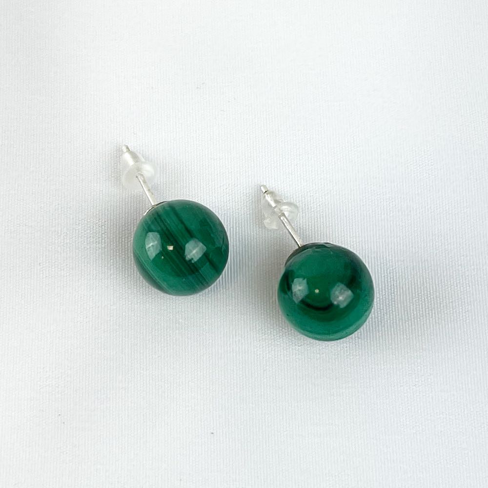 Boucles d'oreilles puces Malachite
