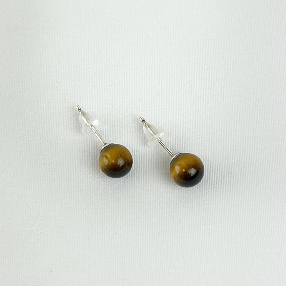 Boucles d'oreilles puces Oeil de Tigre