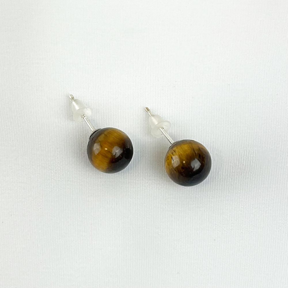 Boucles d'oreilles puces Oeil de Tigre