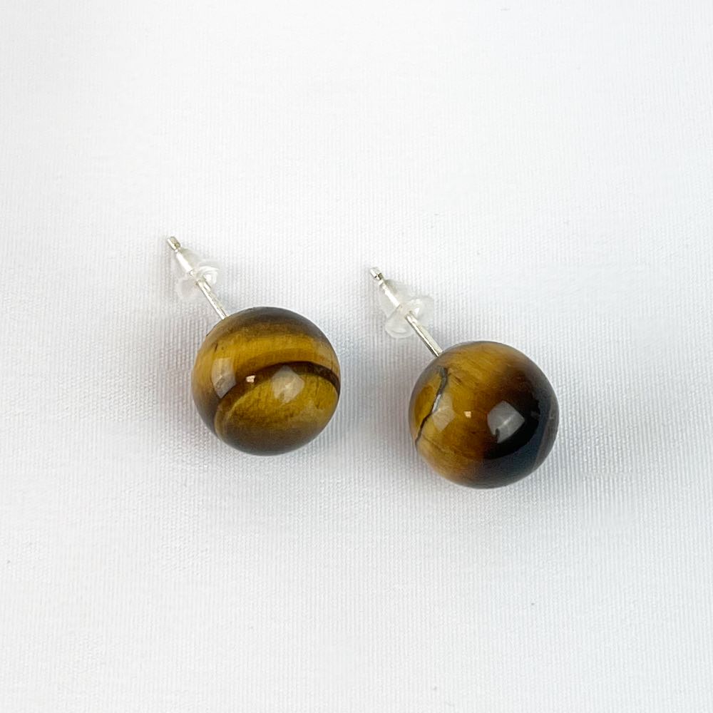 Boucles d'oreilles puces Oeil de Tigre