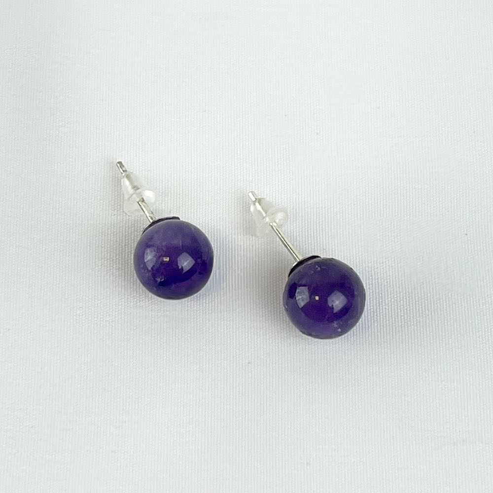 Boucles d'oreilles puces Améthyste