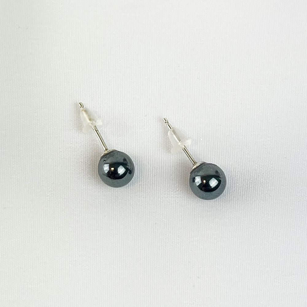 Boucles d'oreilles puces Hématite