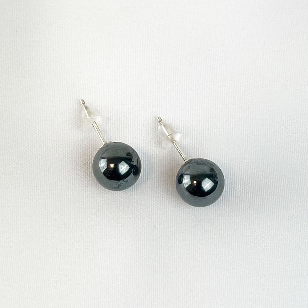 Boucles d'oreilles puces Hématite