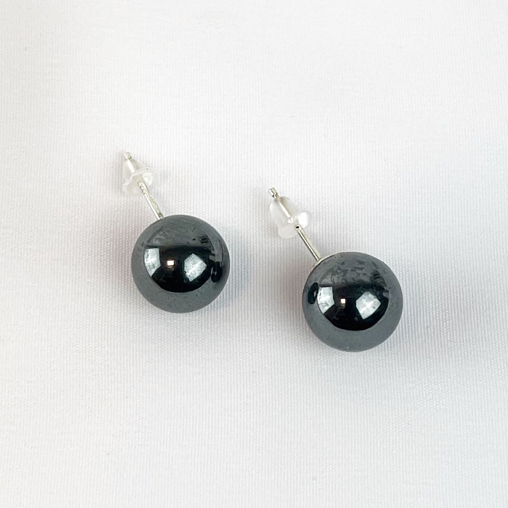 Boucles d'oreilles puces Hématite
