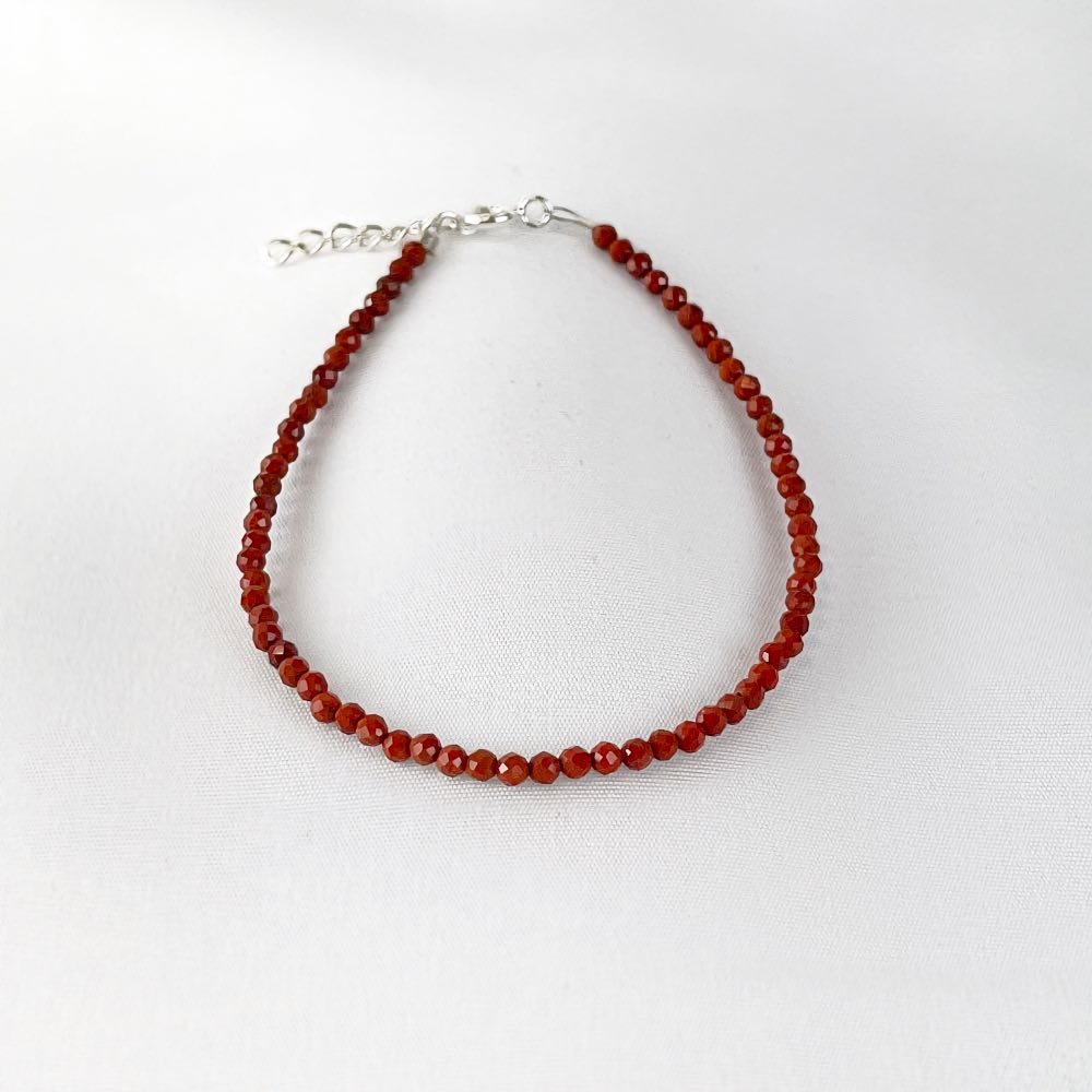 Bracelet Jaspe Rouge - Perles facettées