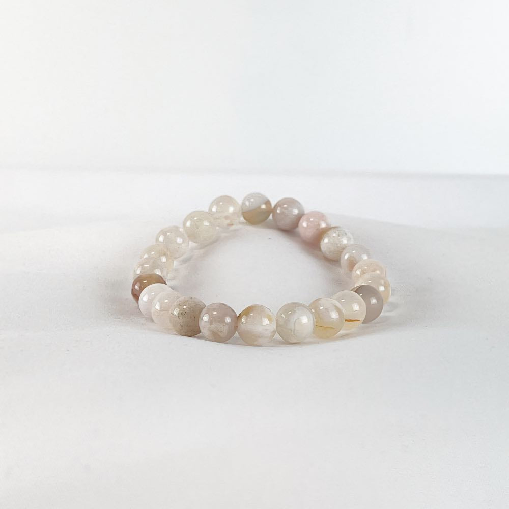 Bracelet Agate Fleur de Cerisier - Perles rondes