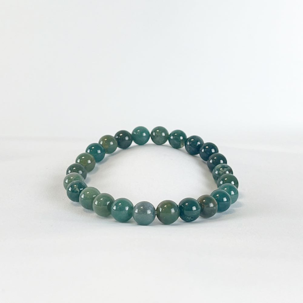 Bracelet Agate Mousse - Perles rondes