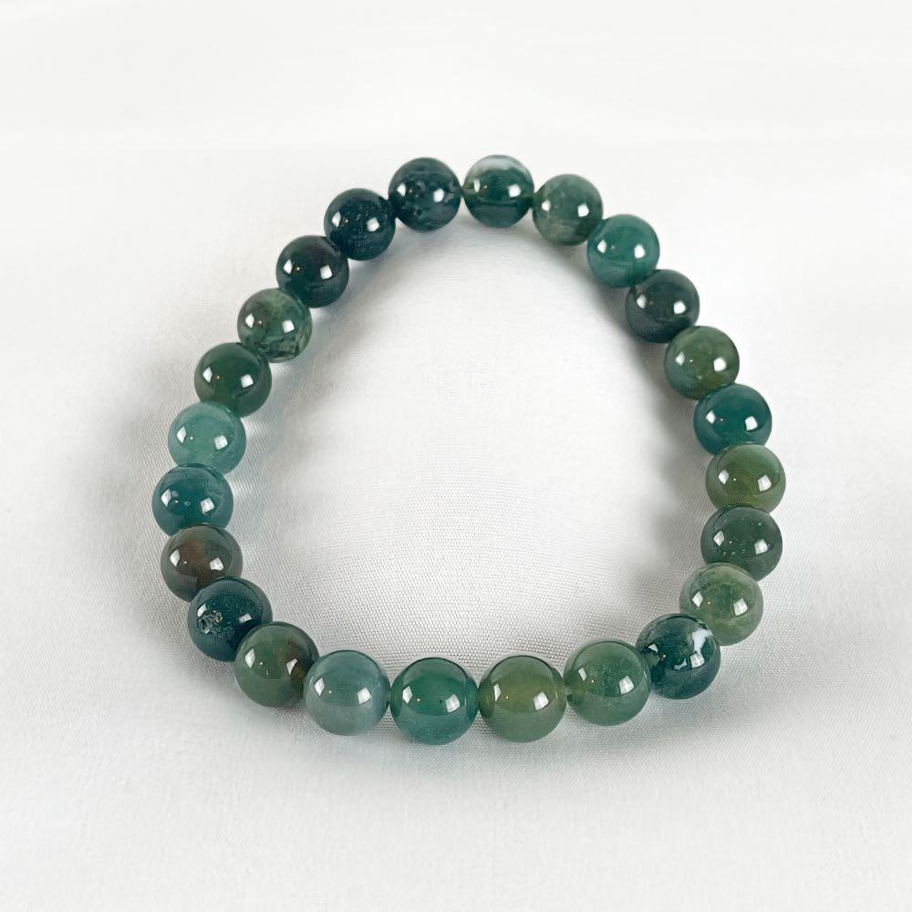 Bracelet Agate Mousse - Perles rondes