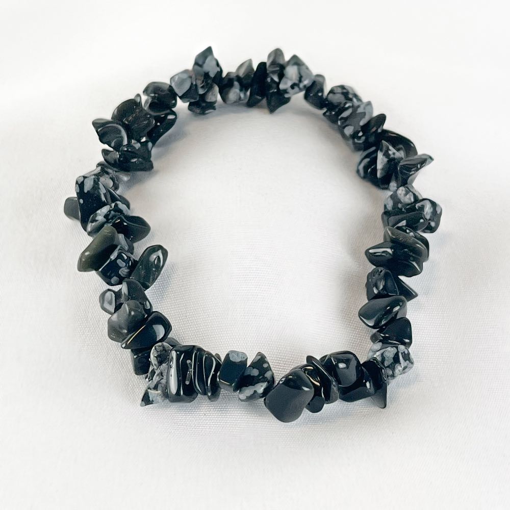 Bracelet Obsidienne Neige - Perles chips