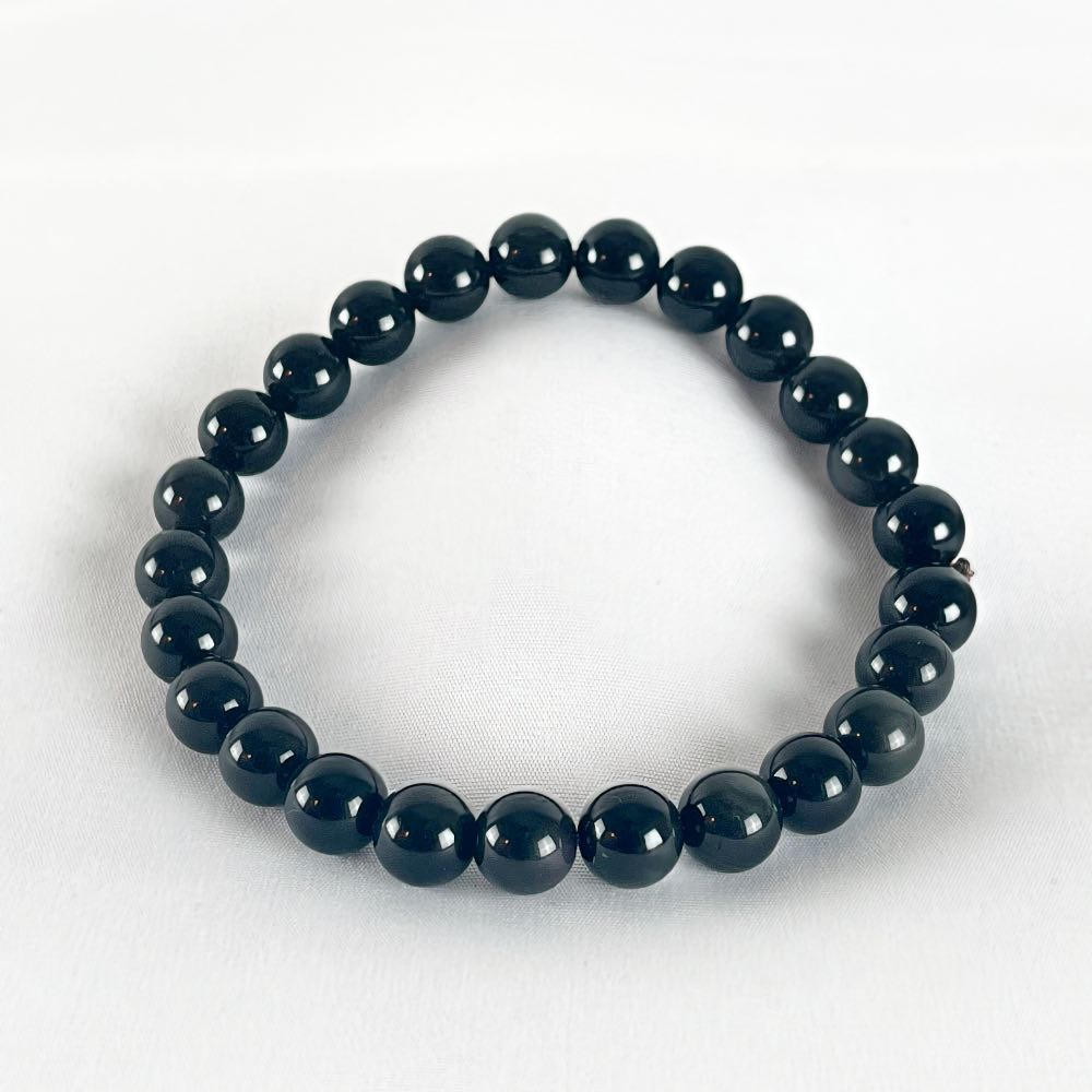 Bracelet Obsidienne oeil céleste - Perles rondes